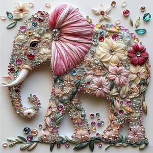 lot 8958 image: Elephant Jigsaw Puzzles for Adults 500 Pieces Crystal Flower Diamond Art