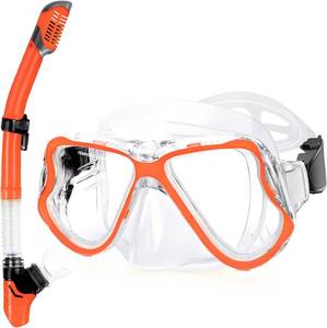 lot 8962 image: Greatever Dry Snorkel Mask Set, Anti-Fog, Wide View, Leak-Proof, Travel Bag