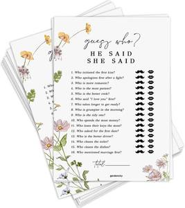lot 8966 image: GardenCity Bridal Shower Games He Said She Said for 50 Guests, 50 Cards