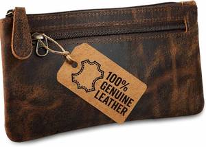 lot 8970 image: moonster Full-Grain Buffalo Leather Pen Case, 8x4 in, Zipper, Handmade