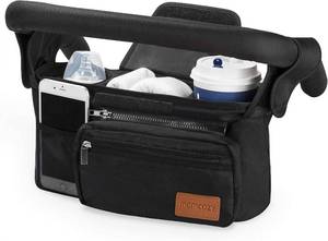 lot 8972 image: Momcozy Universal Stroller Organizer with Insulated Cup Holder, Phone Bag