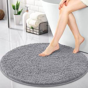 lot 8973 image: OLANLY 30-inch Round Bathroom Rugs   Chenille, Quick-Dry, Washable, Grey
