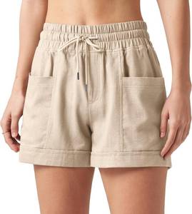 lot 8986 image: Willit Womens Linen Blend Shorts, High Waisted, 4 Pockets, Breathable Large