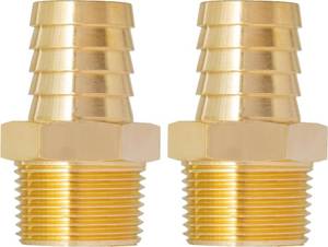 lot 8995 image: 1-Inch NPT Brass Hose Barb Fittings, 1 NPT Male to Barbed Hose (2-Pack)