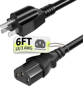 lot 8996 image: Vockjour 6ft Power Cord, 3-Prong Pure Copper ETL, NEMA 5-15P to C13