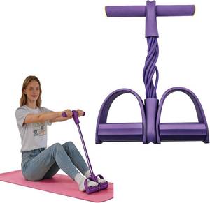 lot 9000 image: Pedal Resistance Band with Handle, 8-Tube Pedal Bands for Abs, Arms, Legs