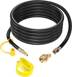 lot 9021 image: 12FT RV Propane Quick Connect Hose, 14 to 38 Nut, with 1lb bottle adapter