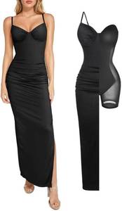 lot 9042 image: Popilush V Neck Cocktail Dress Women Shapewear Adjustable Maxi Tummy Control Med