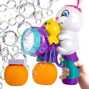 lot 9069 image: ArtCreativity Easter Bunny Bubble Blaster Toy with Lights & Refill Solution