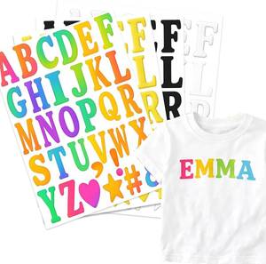 lot 9075 image: Happy Secret 8 Sheets Iron-On Alphabet Letters, 2 Tall A-Z Heat Transfer