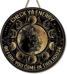lot 9098 image: Yarcooly Gothic Door Sign Ouija Board Wooden Wreath Moon Astrology Decor