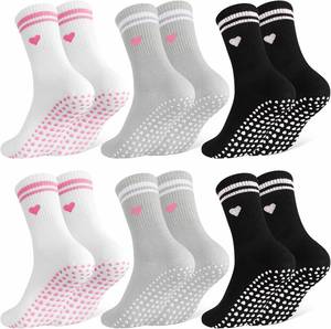 lot 9122 image: Jspupifip Pilates Socks with Grips Non-Slip Yoga Socks for Women, Crew Socks