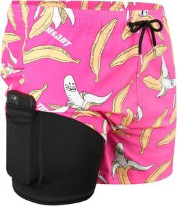 lot 9125 image: JOYSON Mens Swim Trunks with Compression Liner Quick-Dry 5 Beach Shorts XL
