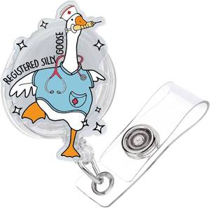 lot 9139 image: Funny Silly Goose Badge Reel Holder Retractable with ID Clip for Nurse