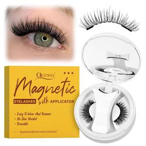 lot 9155 image: QUEWEL Magnetic Eyelashes with Applicator, Reusable, No-Glue Cat Eye 2-pack