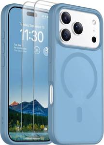 lot 9176 image: SPIDERCASE Magnetic iPhone 17 Pro Max Case, Light Blue, Translucent Matte