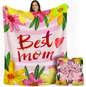 lot 9184 image: FILO ESTILO Mom Blanket 50x60 Fleece Throw  Best Mom Ever Gift Light Blue