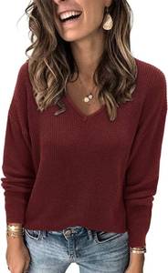 lot 9191 image: II ININ Womens Fall Sweater 2024 Long Sleeve V-Neck Oversized Pullover XL