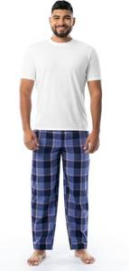 lot 9208 image: IZOD Mens Short Sleeve Jersey Top and Printed Pants Pajama Sleep Set LARGE