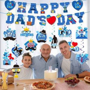 lot 9223 image: Fathers Day Hanging Swirl Decorations, Happy Fathers Day Banner, 30Ct