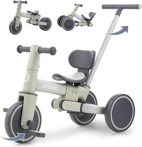 lot 12195 image: Bobike 5-in-1 Tricycle for Toddlers 18m-5y with Push Handle & Backrest