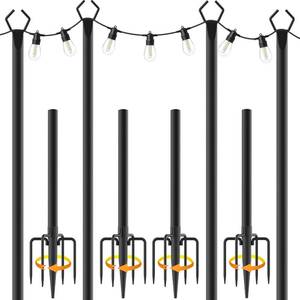 lot 12205 image: AILBTON 10ft String Light Poles 4 Pack with Fence Brackets Outdoor Lights