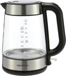 lot 12207 image: Amazon Basics Electric Kettle with Glass Carafe, 1.7L, 1500W, Auto Shut-Off