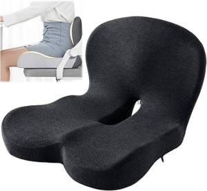 lot 12232 image: Celinva Orthopedic Cushion Memory Foam L-Shaped Seat for OfficeCar Black