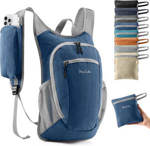 lot 12237 image: Uselike 10L Hiking Backpack Travel Daypack, Lightweight, Packable, Navy