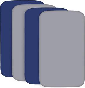 lot 12274 image: 4-Pack Fitted Crib Sheets - Unisex Microfiber, Grey & Navy