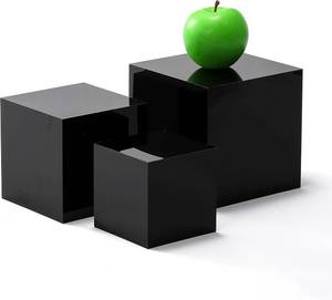 lot 12291 image: Sets of 3 Acrylic Display Risers - Nesting Buffet Stands, Glossy Black, S