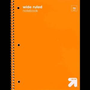 lot 12294 image: up&up 1-Subject Spiral Notebook, Wide-Ruled, Plastic Cover, 70 Pages, 3-Hole 5-P