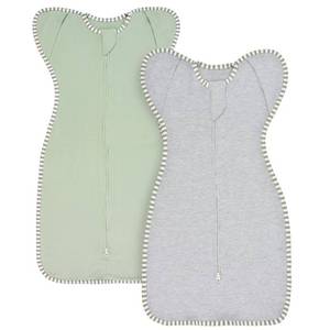 lot 12320 image: Swaddles 0-3 Months, 2-Pack, 2-Way Zipper, Cotton, 0.8 Tog, Small 5-14lbs
