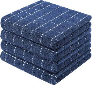 lot 12323 image: Mordimy Cotton Terry Checkered Kitchen Towels 13x28, 6 Pack, Black
