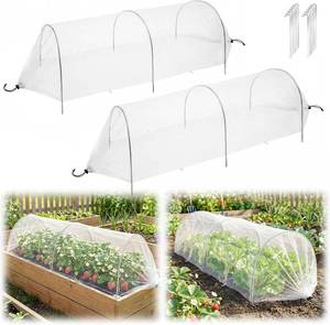 lot 12326 image: warmfarm 4ft Garden Row Accelerator Cover - 2-Pack Net with Stakes