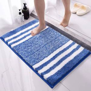 lot 12329 image: High Haired Minimalist Striped Doorstep Mat - Non-Slip, 50x80CM Klein Blue