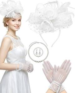 lot 12332 image: Fascinators Hat for Women Tea Party Headband with Gloves
