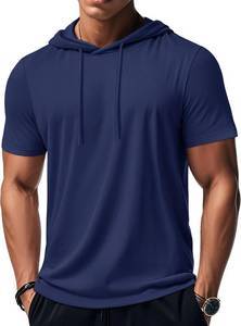 lot 12345 image: MAGCOMSEN Mens Short Sleeve Hoodie Cotton T-Shirt - Lightweight for Workout XL