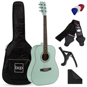 lot 12356 image: Best Choice 41in Full-Size All-Wood Acoustic Guitar Starter Kit with Gig Bag