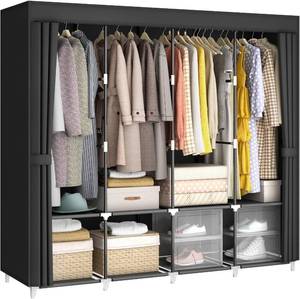 lot 12359 image: 67 Wardrobe Closet for Hanging Clothes, Black  Nonwoven Cover, 4R, 8S