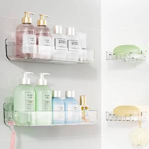 lot 12360 image: Crystal-Clear Shower Caddy with Soap Dish & Adhesive Pads, 2 Pack