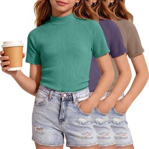 lot 12414 image: 3 Pack Girls Mock Turtleneck Shirts, Fitted Tops, 11-12y