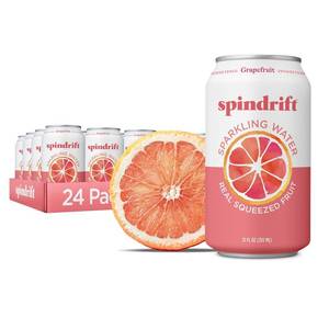 lot 12425 image: Spindrift Grapefruit Sparkling Water, Real Fruit, 15 CalCan, 12 oz, Pack 24