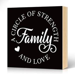 lot 12449 image: A Circle of Strength & Love Wooden Box Sign 5x5  Rustic Wood Decor for Home