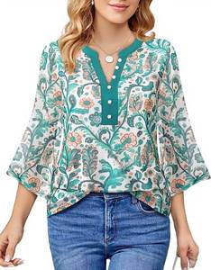 lot 12470 image: VALOLIA Womens Tops 34 Sleeve Sparkly Mesh Blouses 2XL