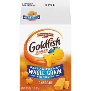 lot 12476 image: Goldfish Cheddar Cheese Crackers Baked with Whole Grain Carton - 27.3oz