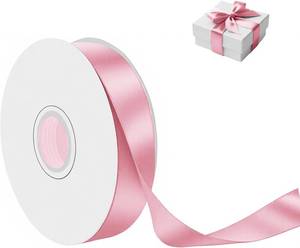 lot 12500 image: Pink Satin Ribbon, 1 in x 50 yd, Double-Faced Polyester Gift Wrapping, 3-pack