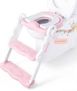 lot 12513 image: bebeleh Musical & Sound Toddler Potty Training Seat with Step Stool, Pink