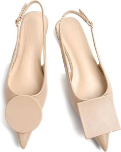lot 12570 image: Vertundy Nude Slingback Flats, Pointed Toe, Ankle Strap Sandals size 9