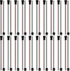 lot 12619 image: 20 Pairs 15cm 20AWG JST SM 3-Pin LED Strip Connector, for WS2812WS2811
